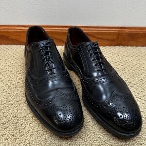 Allen Edmonds Cambridge Shell Cordovan Wingtip Dress Shoe Black 12E Wide Career